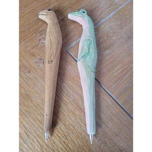 Wood Carved Animal Pens- Set of 2